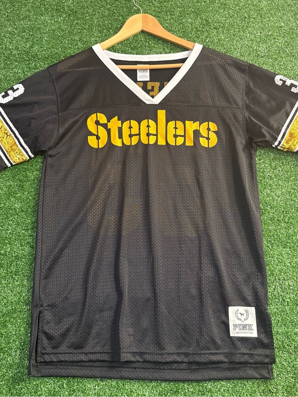 VS Pink Black Pittsburgh Steelers Bling Jersey Large